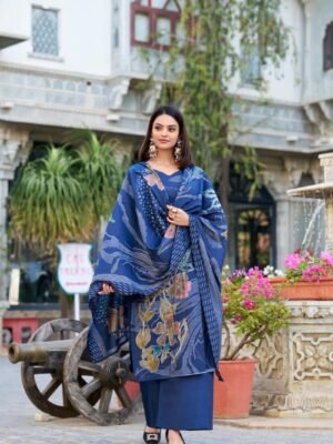 Stunning Roman Silk Salwar Suit with Floral Bead Handwork