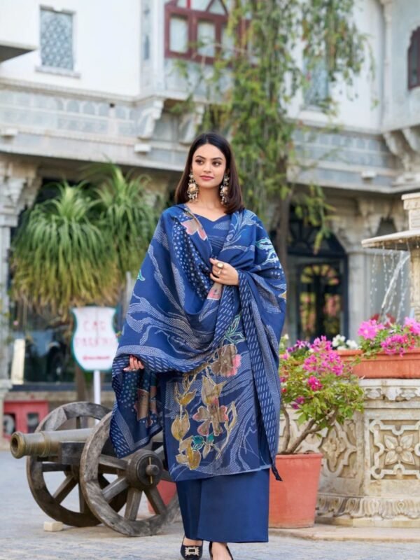Stunning Roman Silk Salwar Suit with Floral Bead Handwork