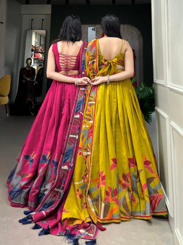 Tusser Silk Lehenga Choli with Floral Print and Foil Work - Image 5
