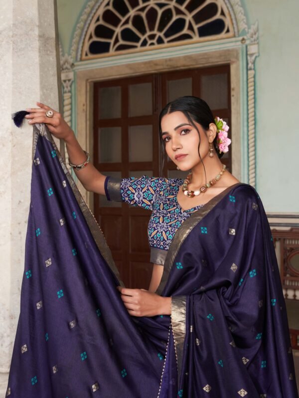Blossom Royale: Tussar Silk Floral Print Lehenga Choli Set with Foil Work & Gotta Patti Lace Dupatta - Image 2