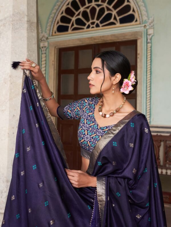 Blossom Royale: Tussar Silk Floral Print Lehenga Choli Set with Foil Work & Gotta Patti Lace Dupatta - Image 3