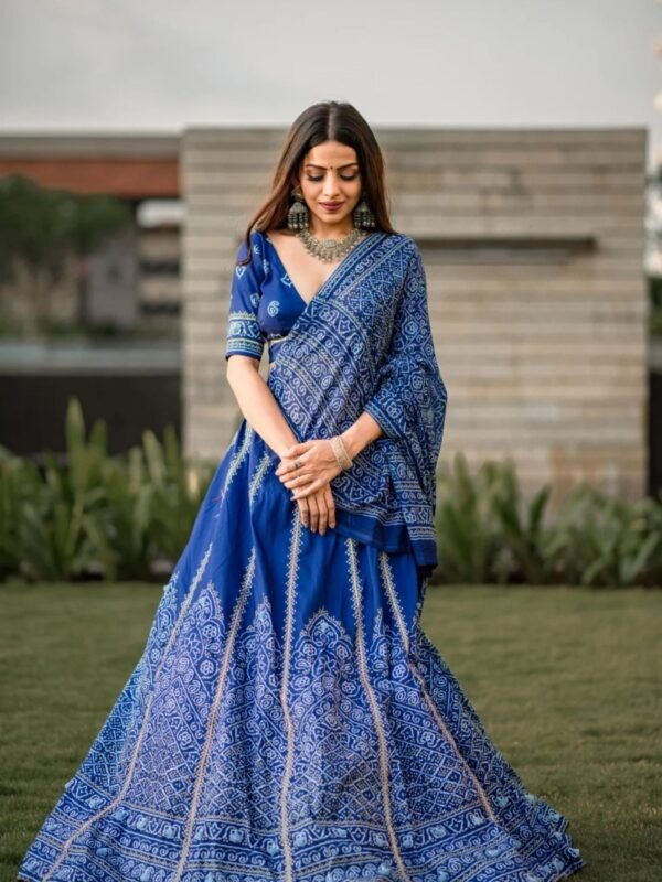 Blue Vaishali Silk Lehenga Choli with Gota Patti & Tassels Work - Image 5