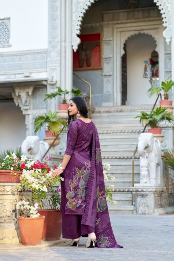 Stunning Roman Silk Salwar Suit with Floral Bead Handwork - Image 7
