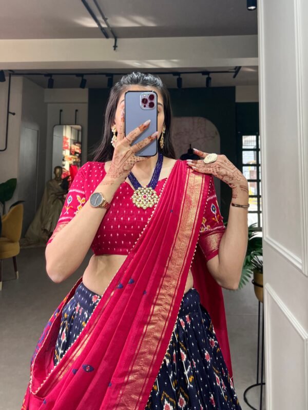 Tusser Silk Floral Print Lehenga Choli Set with Dupatta - Image 2