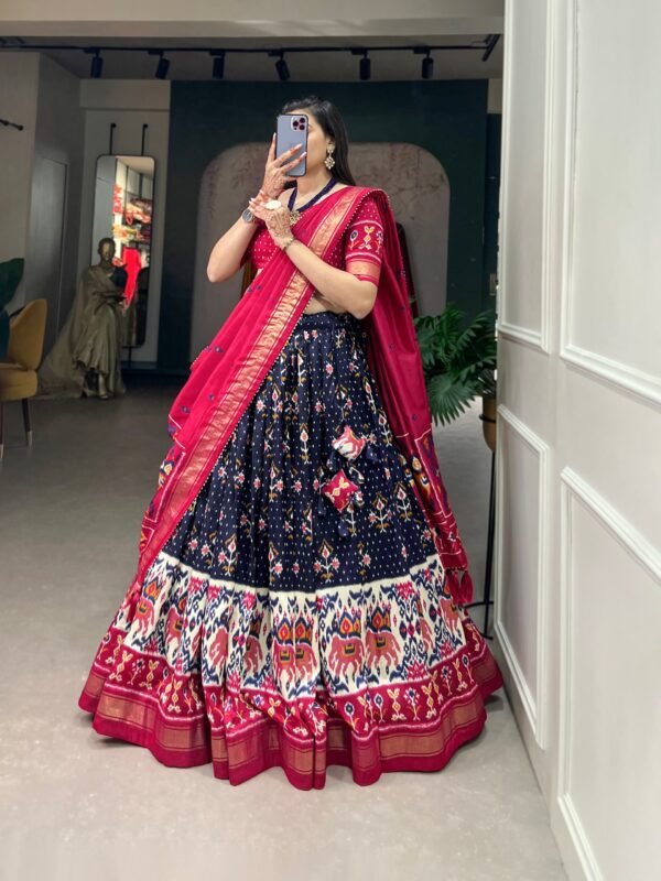 Tusser Silk Floral Print Lehenga Choli Set with Dupatta