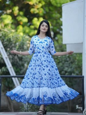 Stylish Floral Printed Georgette Kurti One Piece for Women