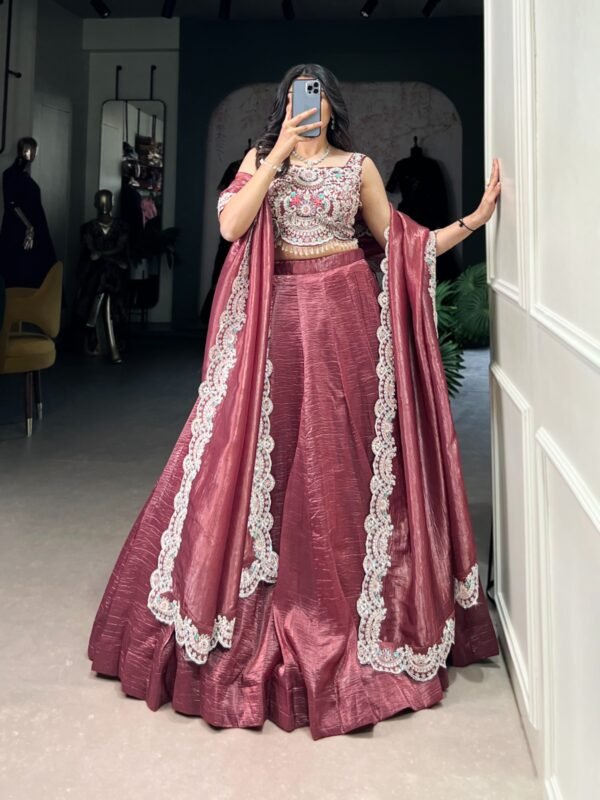 Gold Crush Embroidered Lehenga for Women - Image 9