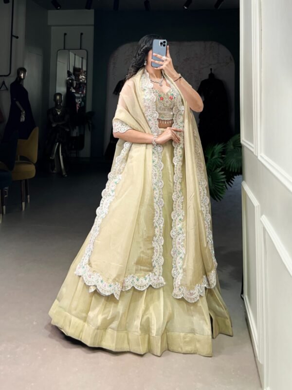 Gold Crush Embroidered Lehenga for Women - Image 7