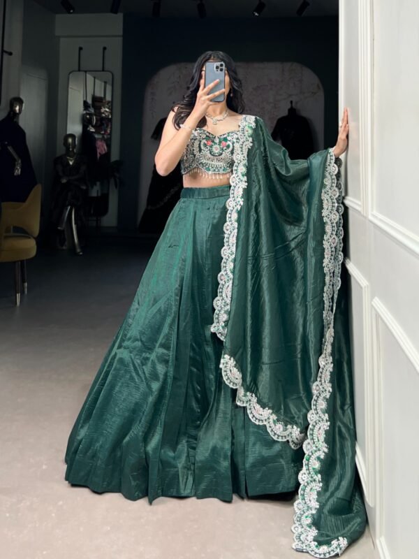 Gold Crush Embroidered Lehenga for Women - Image 4