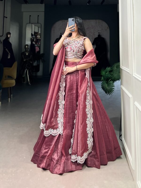 Gold Crush Embroidered Lehenga for Women - Image 10