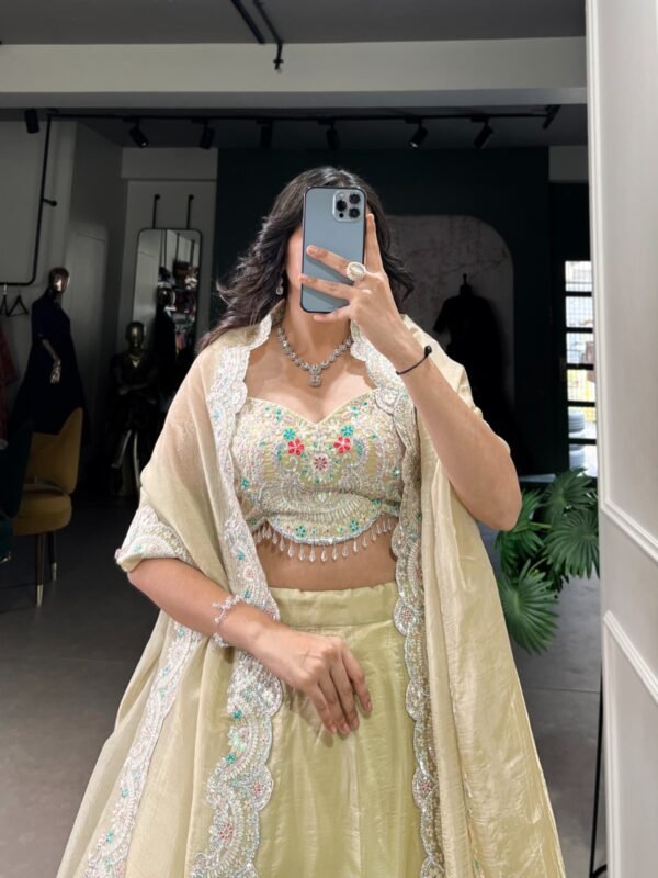Gold Crush Embroidered Lehenga for Women - Image 8