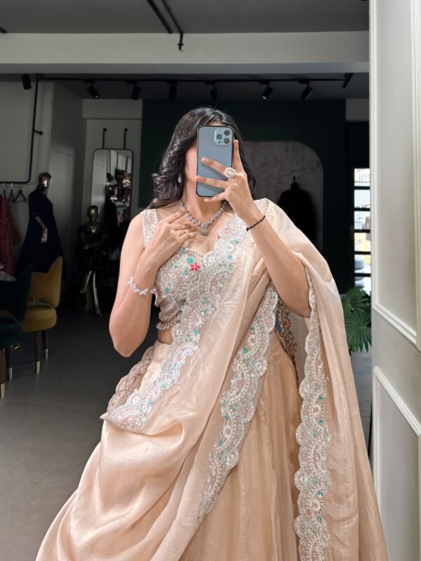 Gold Crush Embroidered Lehenga for Women - Image 3
