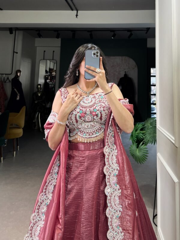 Gold Crush Embroidered Lehenga for Women - Image 11