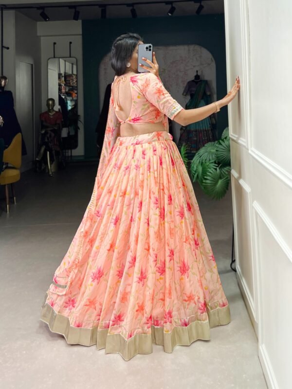 Tabby Silk Lehenga Choli with Floral Print & Lace Touch Up - Image 2