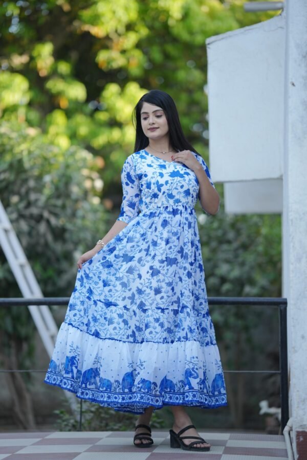 Stylish Floral Printed Georgette Kurti One Piece for Women - Image 2