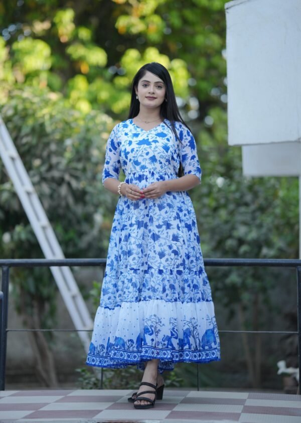 Stylish Floral Printed Georgette Kurti One Piece for Women - Image 3