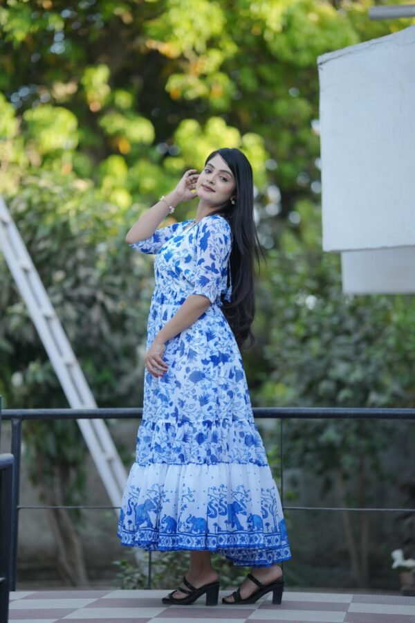 Stylish Floral Printed Georgette Kurti One Piece for Women - Image 4