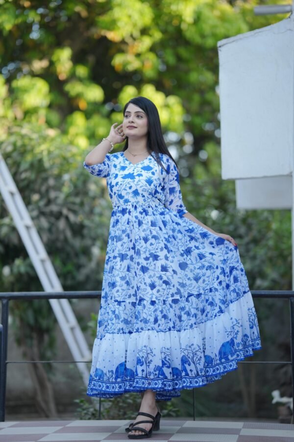 Stylish Floral Printed Georgette Kurti One Piece for Women - Image 5