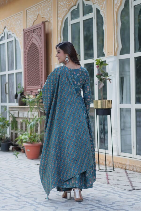 Premium Pure Cotton Gown with Pant and Dupatta Set - Image 9
