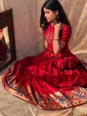 Elegant Jacquard Silk Gown for Women