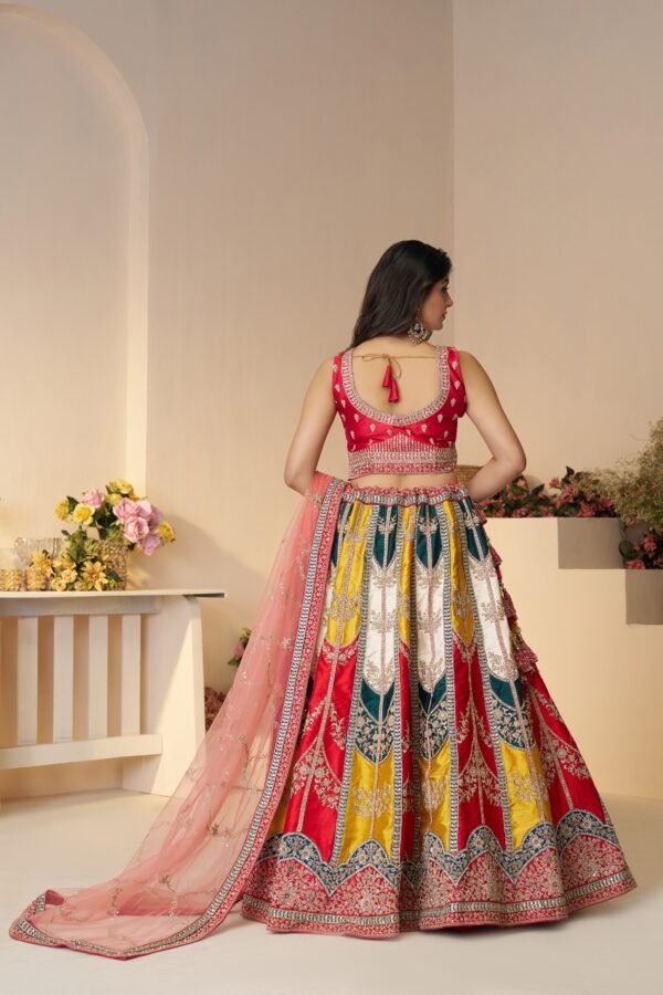 Vibrant multicolor Banarasi Silk Lehenga Set – Elegant Sangeet & Wedding Wear - Image 2
