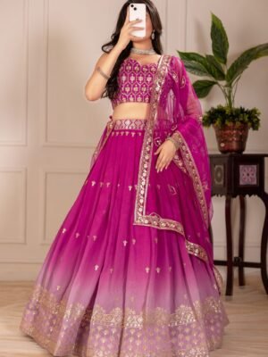 Heavy Simmer Silk Embroidered Lehenga Choli with Net Dupatta