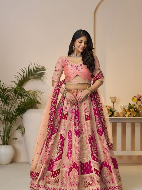 Orange Art Silk Bridal Lehenga with Hand Embroidery & Sequin Work – Heavy Embellished Bridesmaid Ensemble