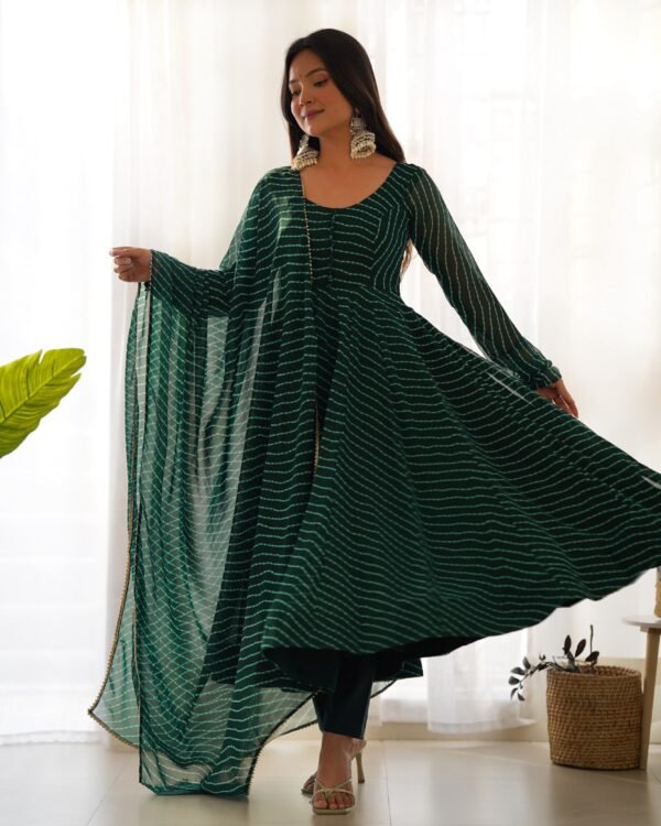 Fox Georgette Laheriya Print Anarkali Suit Set - Image 10