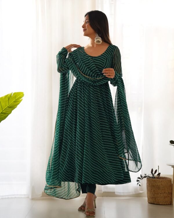Fox Georgette Laheriya Print Anarkali Suit Set - Image 11