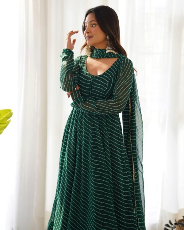 Fox Georgette Laheriya Print Anarkali Suit Set - Image 12