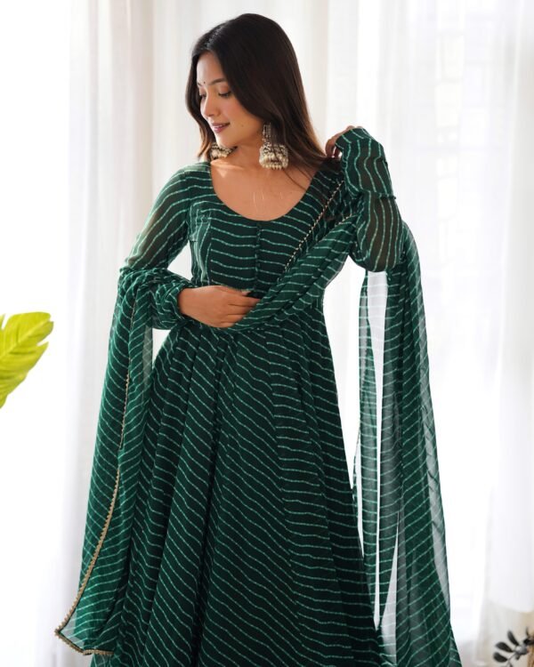 Fox Georgette Laheriya Print Anarkali Suit Set - Image 13