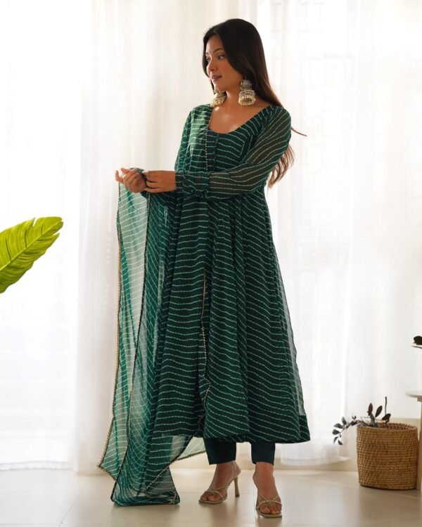 Fox Georgette Laheriya Print Anarkali Suit Set - Image 14