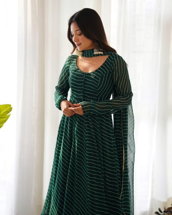Fox Georgette Laheriya Print Anarkali Suit Set - Image 16