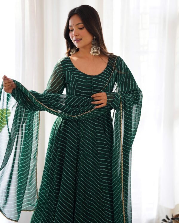Fox Georgette Laheriya Print Anarkali Suit Set - Image 17