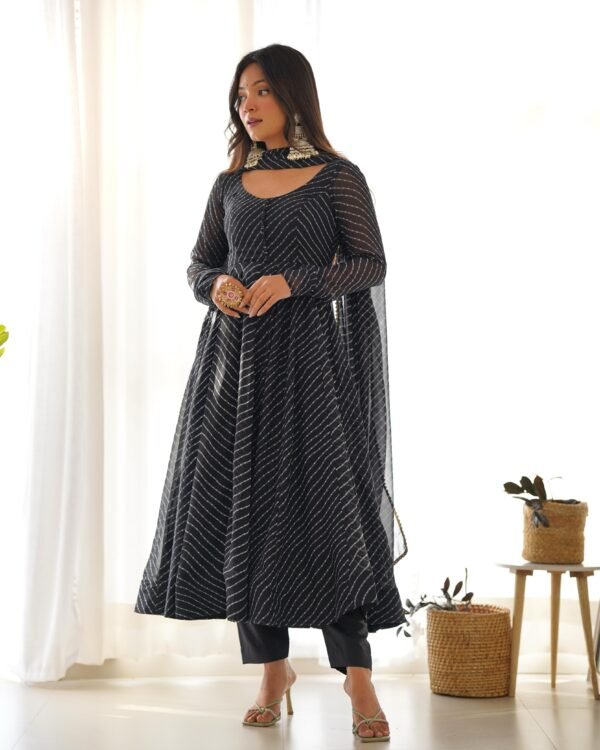 Fox Georgette Laheriya Print Anarkali Suit Set - Image 6