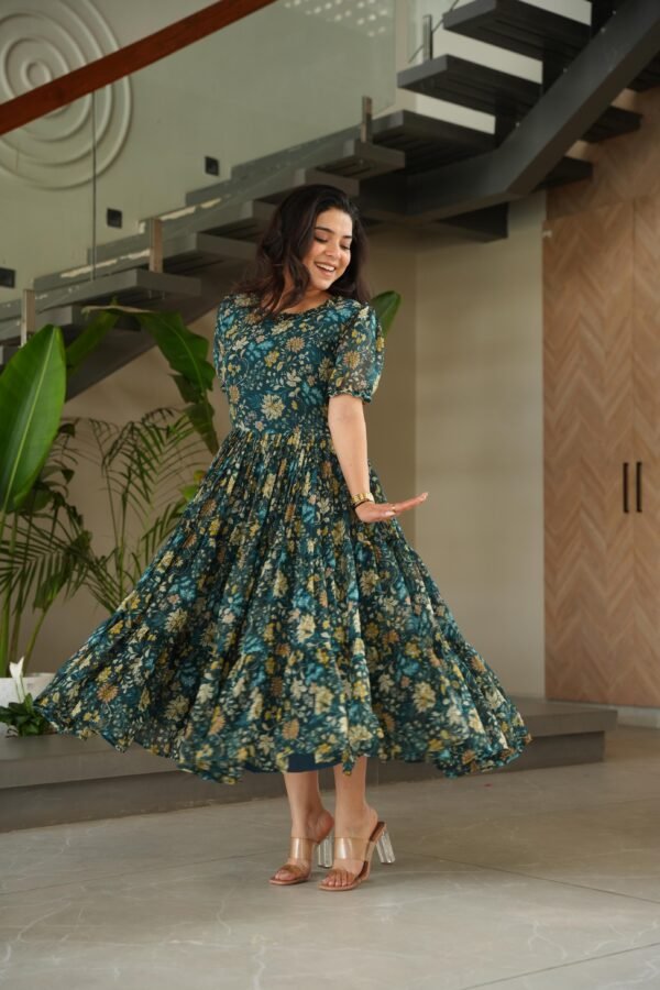 Premium Fully Flair Printed Faux Georgette Gown for Women - Image 2