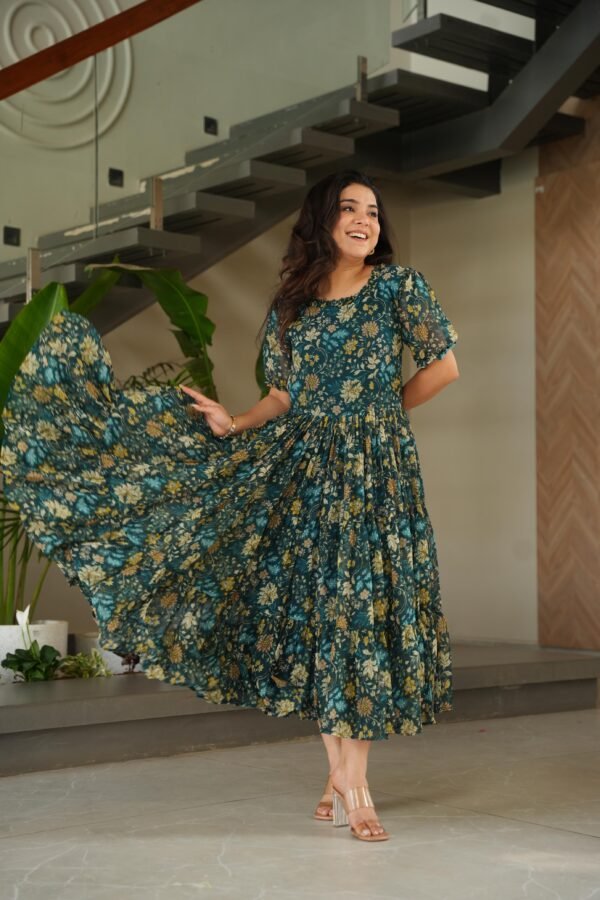 Premium Fully Flair Printed Faux Georgette Gown for Women - Image 3