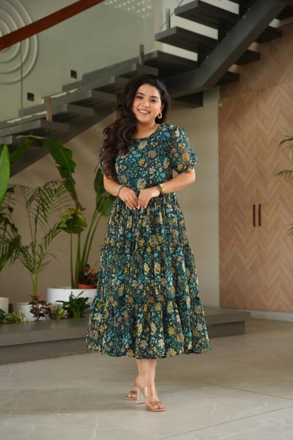 Premium Fully Flair Printed Faux Georgette Gown for Women - Image 5