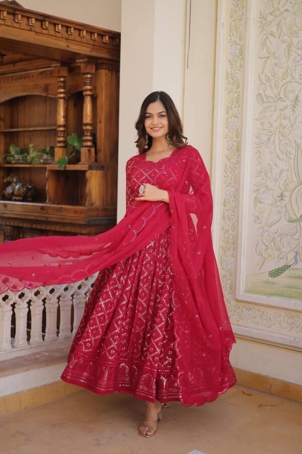 Elegant Faux Blooming Gown with Dupatta - Image 2
