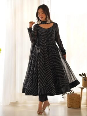 Fox Georgette Laheriya Print Anarkali Suit Set